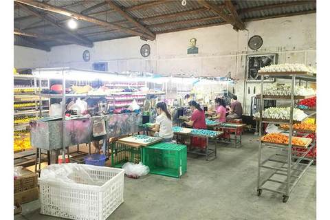 Paint production workshop of rubber-lined toy processing factory