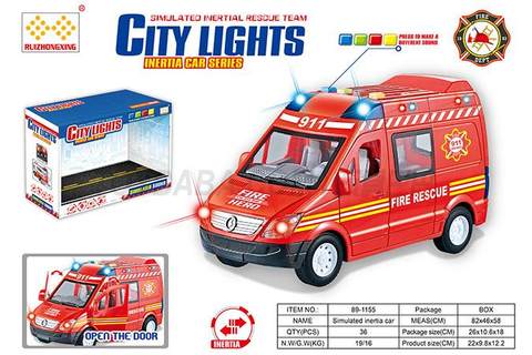 Children's toy vehicle series simulation inertia fire truck with light and music