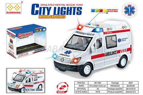 Children's toy car series simulation inertia ambulance with light and music