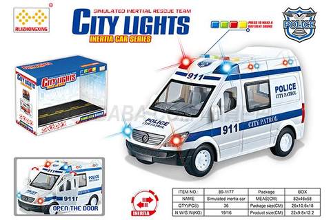 Children's toy car series simulation inertia police car with lights and music