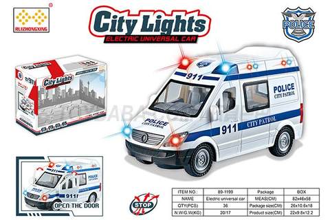 Children's toy car series simulation electric universal (sliding) two-function police car with lights and music