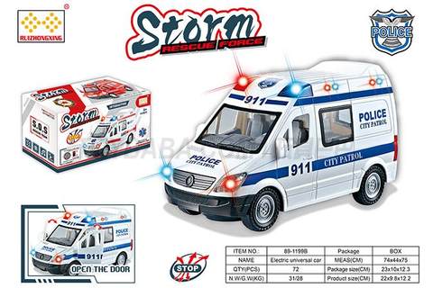 Children's toy car series simulation electric universal (sliding) two-function police car with lights and music
