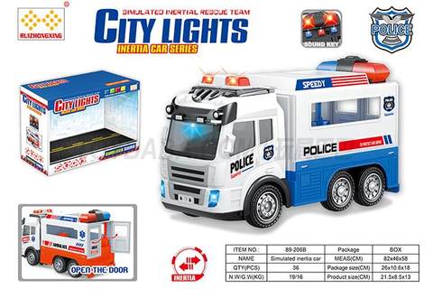Children's toy car series inertial police car with lights and music