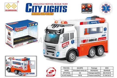 Children's toy car series inertial ambulance with light and music