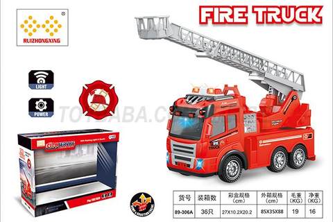 Children's toy vehicle series electric universal fire ladder truck with light and music