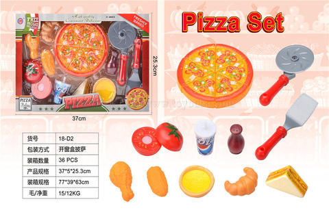 Food, toys, pizza, tableware, toys from house to house
