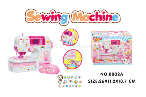Electric sewing machine with lights passing through toys