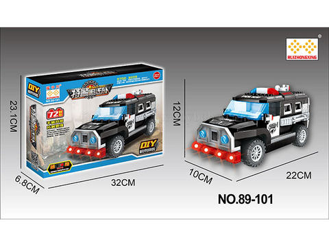 Electric vehicle Toy Electric Universal (taxiing) two functions DIY building block assembly special police car lighting English song (not including electricity 3*1.5AA)