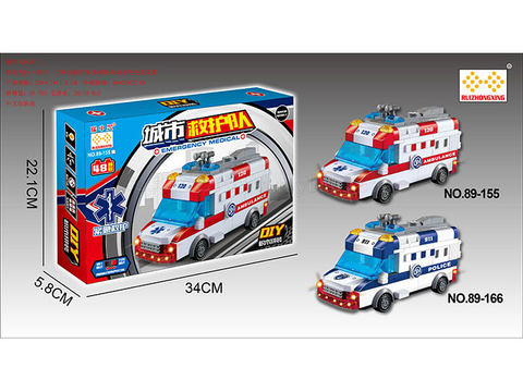 Electric vehicle Toy Electric Universal (taxiing) two functions DIY building blocks assemble police cars with lights English songs (excluding electricity 3*1.5AA)