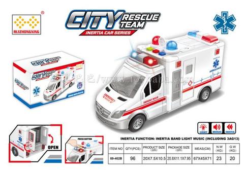 Inertia vehicle Inertia ambulance with light and music (3* AG13) pack electricity