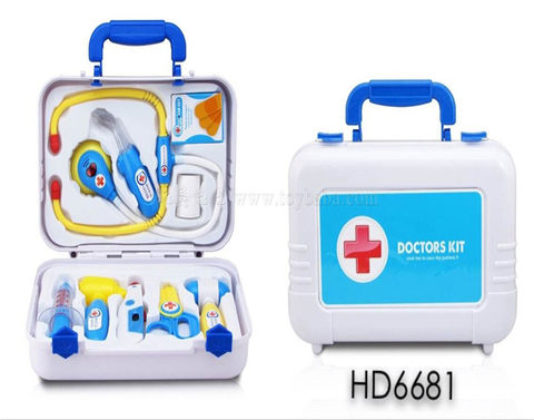 Medical equipment men's ABS handbox 10PCS medical toys family toys (lighting, sound. AG10*8)
