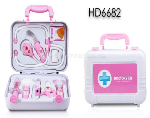 Medical tools, women's ABS handboxes, 10PCS medical toys, toys from house to house (lighting, sound. AG10*8)