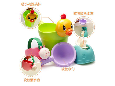 Duck soft rubber bath 4-piece set (random color mixing)