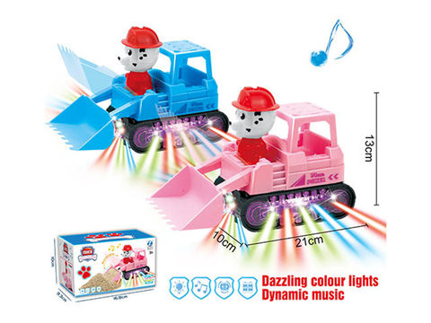 Electric dog patrol bulldozer with lights and music (2 colors mixed)