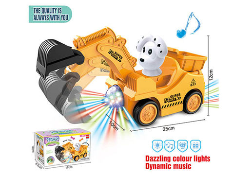 Electric universal playful dog engineering vehicle with light and music (2 colors mixed)