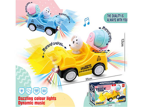 Fun and playful dog electric universal engineering vehicle with light and music (2 colors mixed)