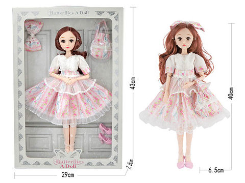 14-inch 22-joint butterfly doll-pink flower skirt