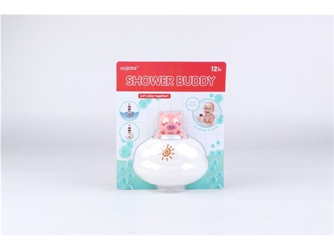 Floating rain clouds (pink pig) bath toys in the bathroom