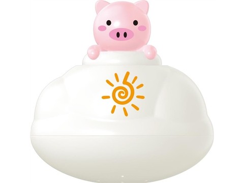 Floating rain clouds (pink pig) bath toys in the bathroom
