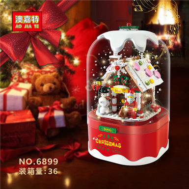 Christmas snow building blocks, music boxes, building toys