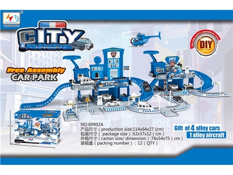 117pcs DIY assembled police parking lot with alloy car