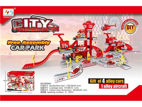 130pcs DIY assembled fire parking lot with alloy truck