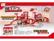 117pcs DIY拼装消防停车场带合金车