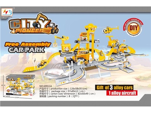134pcs DIY assembly project parking lot with alloy car