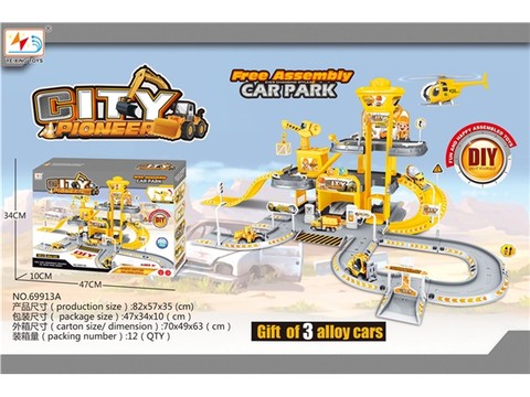 100pcs DIY assembly project parking lot with alloy car