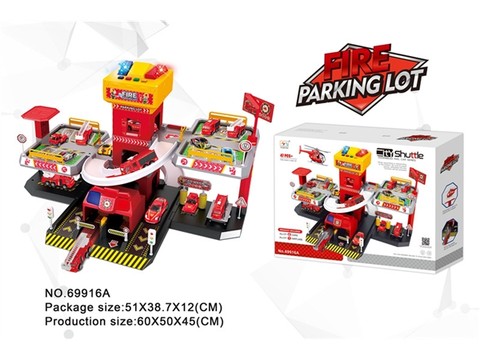47pcs 3-story fire parking lot building with alloy truck