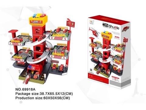 69pcs 5-story fire parking lot building with alloy truck