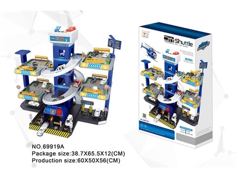69pcs 5-story police car parking lot building with alloy car