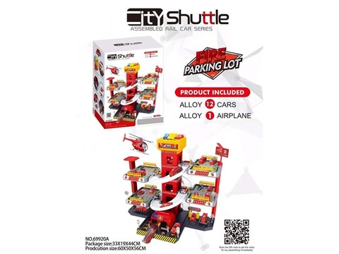 69pcs 5-story fire parking lot building with alloy truck