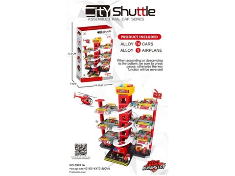 90pcs 7-story fire parking lot building with alloy truck
