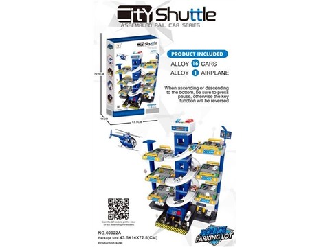 90pcs 7-story police parking lot building with alloy car