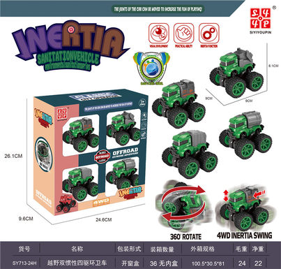 Cross-road dual inertia sanitation vehicle inertia vehicle toy