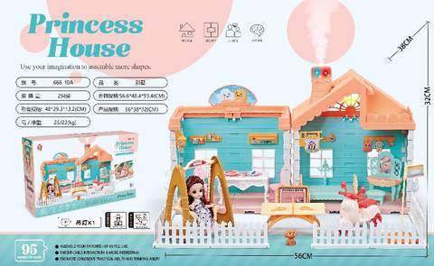 Self-installed villa house roof with light, chimney with spray and light + 4.5-inch joint doll