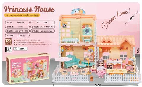Self-installed villa roof with lighting +1 4.5-inch articulated doll