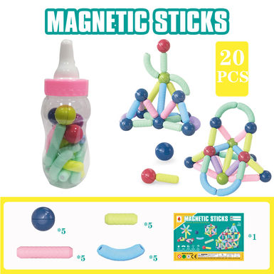 Magnetic rods 20PCS (small milk bottles and cans) building blocks educational toys
