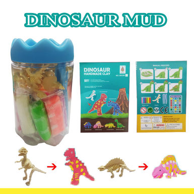 Dinosaur colored mud + tool 21PCS (crown jar) goes through every toy