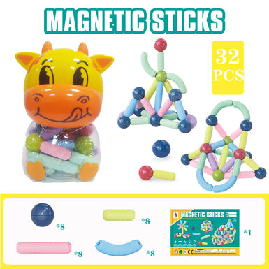Magnetic rods 32PCS (cow cans) building blocks educational toys