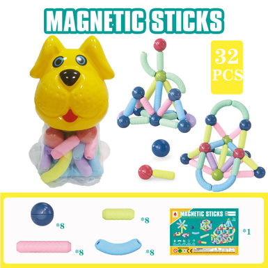 Magnetic rods 32PCS (big dog cans) building blocks educational toys