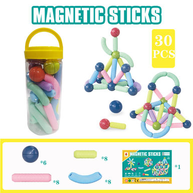 Magnetic rods 30PCS (medium round cans) building blocks educational toys