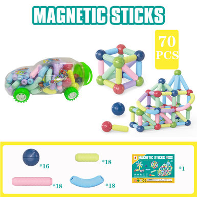 Magnetic rods 70PCS (cart cans) building block educational toys