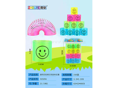 Transparent four-color pad printing smiling face rainbow ring