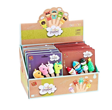 Finger puppet, 12 pieces, display box, slush plastic toys