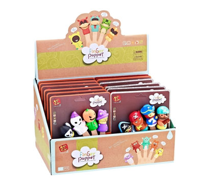 Finger puppet, 12 pieces, display box, slush plastic toys