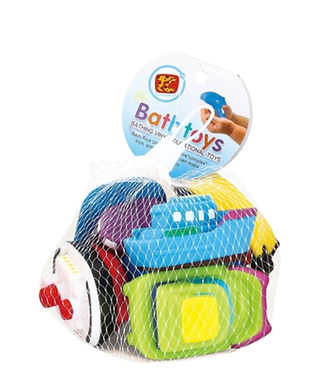 Six bathroom sprinklers and plastic enamel toys