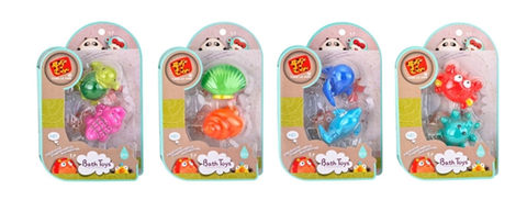 Two water-sprayed marine animals in the bathroom (four mixed toys)