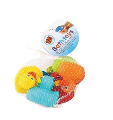 Six bathroom spray ducks with plastic and plastic toys